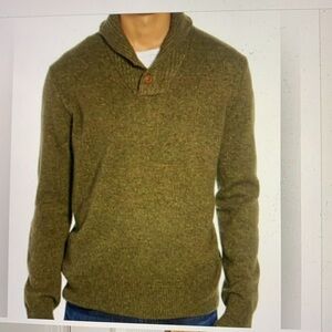 J Crew Rugged Merino Wool Two-Button Shawl Collar Pullover L